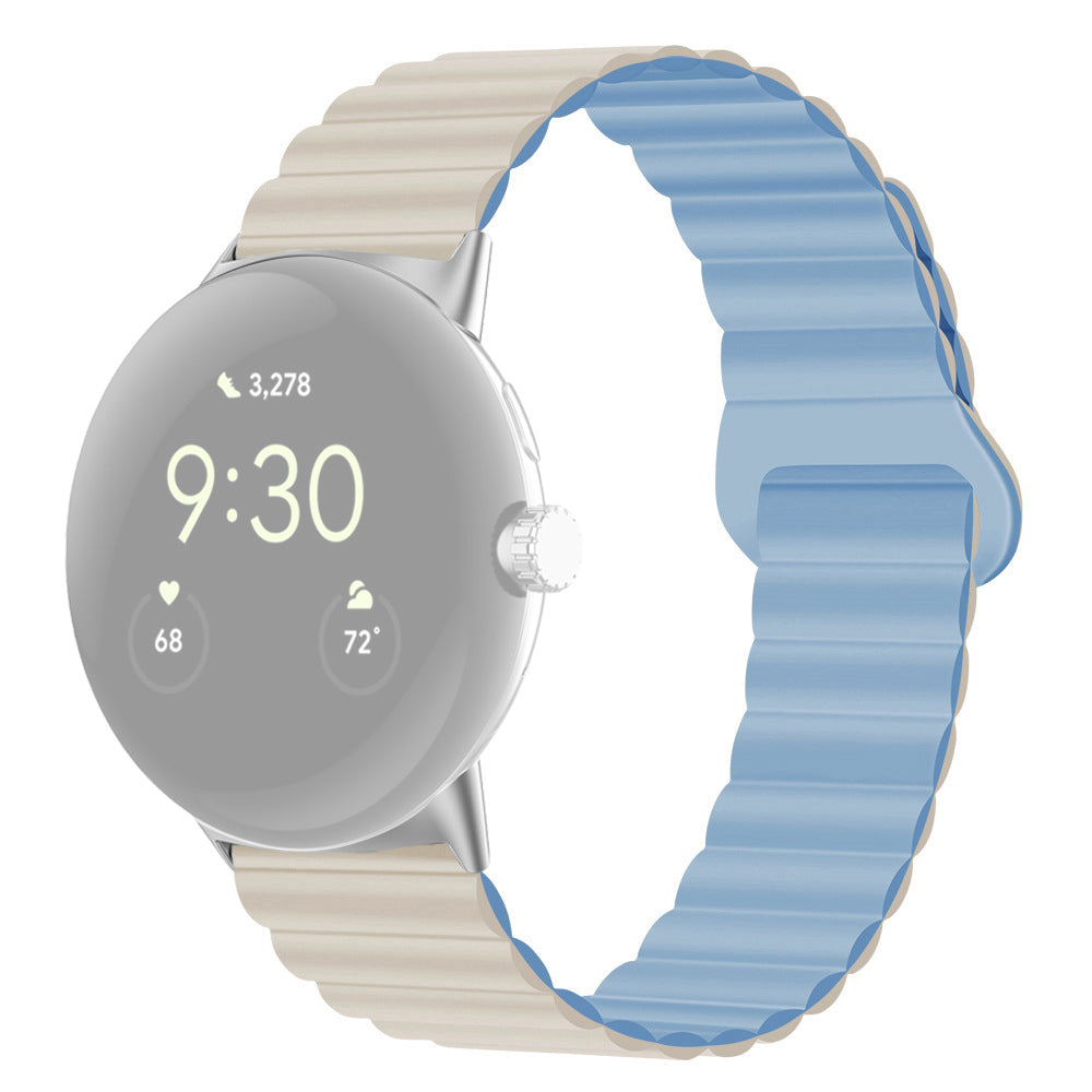 For Google Pixel Watch 2 Pixel Watch Dual-Color Silicone Replacement Strap 20mm Adjustable Magnetic Closure Watch Band For Google Pixel Watch 2 Pixel Watch Dual-Color Silicone Replacement Strap 20mm Adjustable Magnetic Closure Watch Band